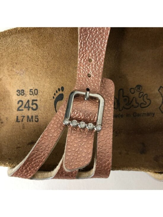 Birkenstock Sandals Womens 38 Leather Metallic Pink Flats  Shoes Slip Ons US 7 - Picture 4 of 12